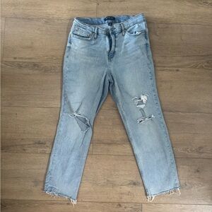 Calvin Klein Light Blue Straight Leg Distressed Jeans
